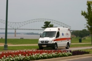 photo of EMHC ambulance at the river