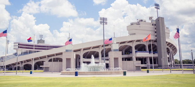 Wide shot of the Liberty Bowl stadium