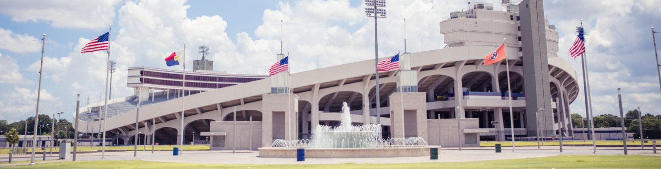 Wide shot of the Liberty Bowl stadium