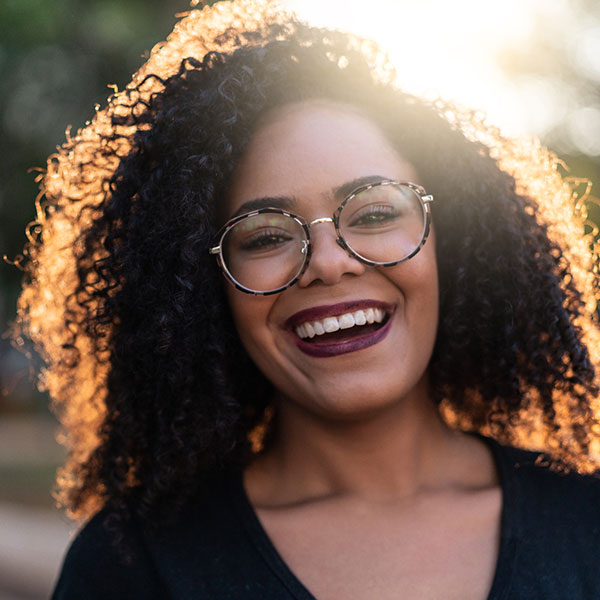 Close up of a woman smiling at the camera